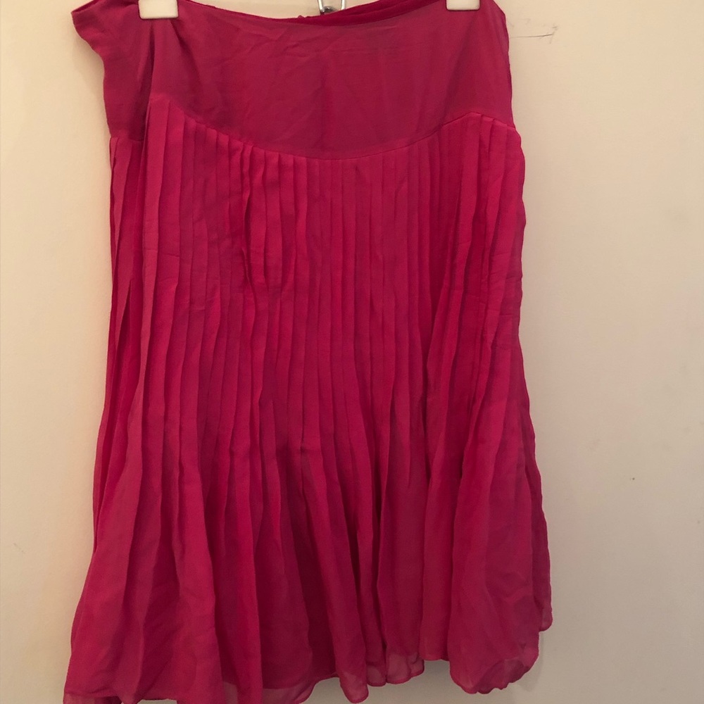 Perry Ellis pink a line silk pleated skirt
